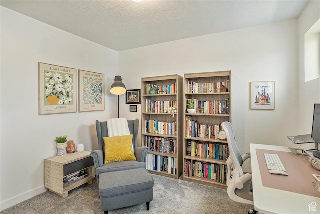 7881 S Highlandpoint Way, West Jordan, UT 84081 - living area with carpet flooring, an office area, and baseboards