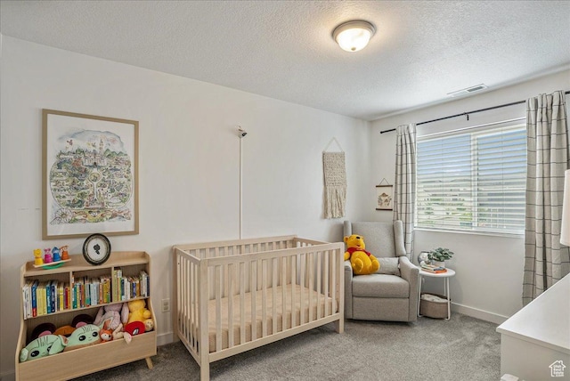 7881 S Highlandpoint Way, West Jordan, UT 84081 - bedroom featuring carpet, a textured ceiling, a nursery area, and baseboards