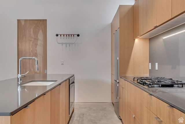 608 S 400 E, Salt Lake City, UT 84111 - kitchen featuring a sink, gas stovetop, modern cabinets, and light brown cabinetry