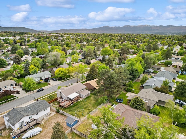 aerial perspective of suburban area with mountains