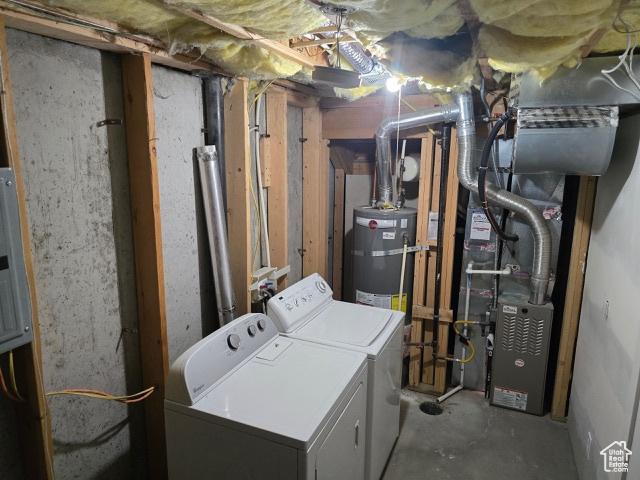 834 N Sapphire St, Morgan, UT 84050 - unfinished basement featuring independent washer and dryer and secured water heater
