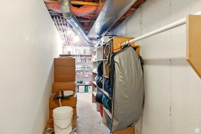 view of unfinished basement