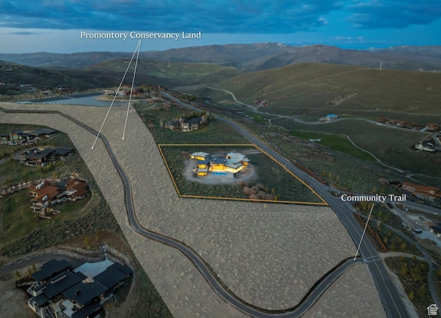 7455 N Promontory Ranch Rd, Park City, UT 84098 - aerial view of property and surrounding area with mountains and property parcel outlined