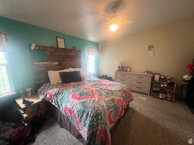 465 E Kings Ln, Green River, UT 84525 - bedroom with carpet floors and a ceiling fan