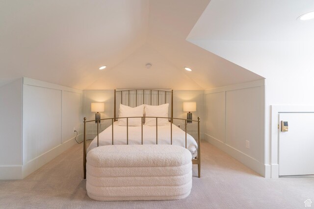 158 N State St, Salt Lake City, UT 84103 - carpeted bedroom featuring lofted ceiling and recessed lighting