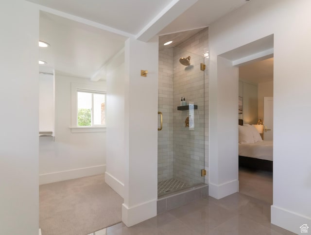 158 N State St, Salt Lake City, UT 84103 - ensuite bathroom with baseboards, a shower stall, and recessed lighting