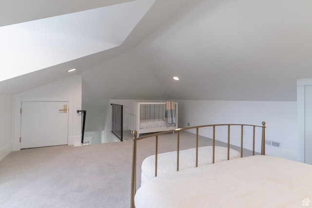 158 N State St, Salt Lake City, UT 84103 - additional living space featuring vaulted ceiling, carpet floors, and recessed lighting