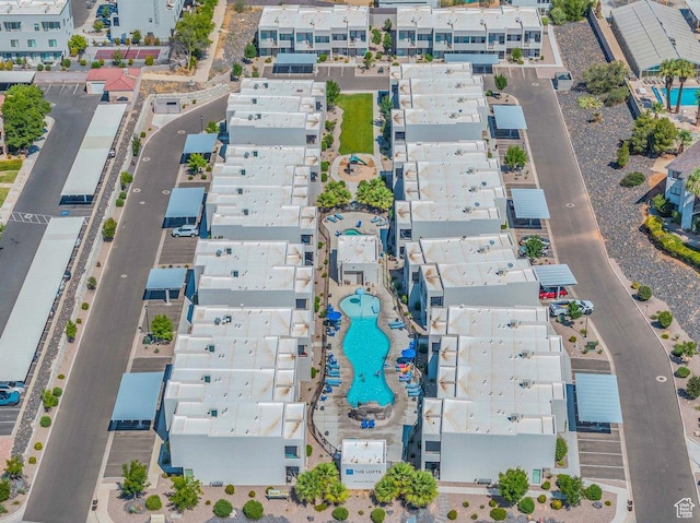 aerial view of a pool