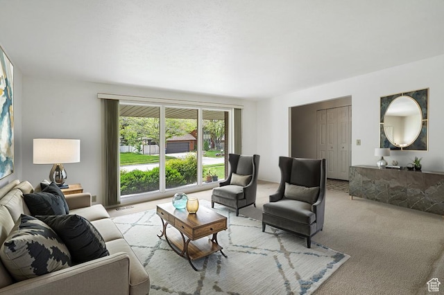 view of carpeted living area