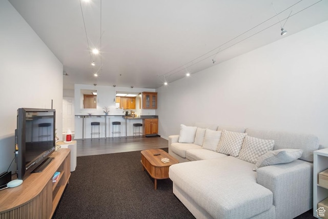 48 W Broadway Unit 1804N, Salt Lake City, UT 84101 - living area featuring dark carpet and track lighting