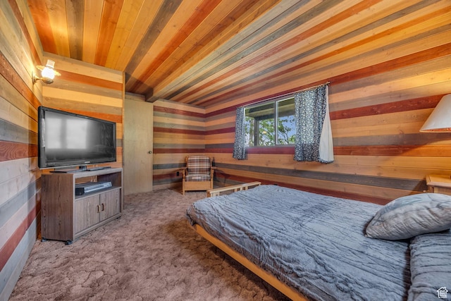 1456 E Weber Wild Rd, Oakley, UT 84055 - bedroom featuring wooden walls, carpet floors, and wooden ceiling
