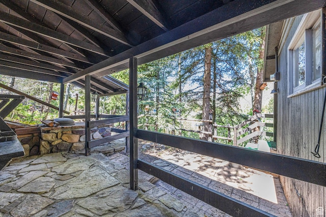 1456 E Weber Wild Rd, Oakley, UT 84055 - unfurnished sunroom featuring lofted ceiling