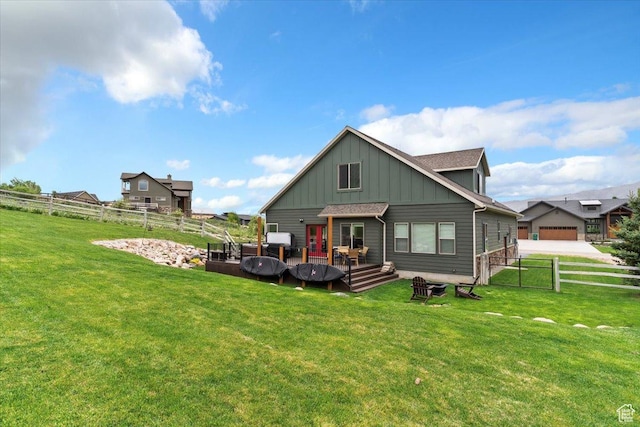 4026 E 4325 N, Eden, UT 84310 - rear view of house with board and batten siding and a deck