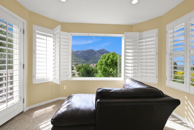 857 E 3250 N, North Ogden, UT 84414 - sitting room featuring baseboards, carpet, recessed lighting, and a mountain view