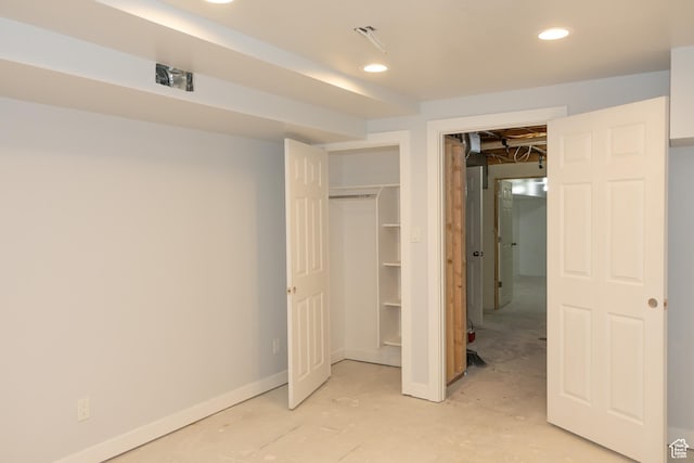 135 N 3rd E, Preston, ID 83263 - unfurnished bedroom with recessed lighting, baseboards, and a closet