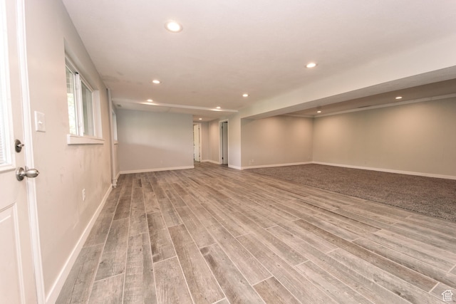 4872 S Burch Creek Dr, South Ogden, UT 84403 - below grade area with recessed lighting, light wood-style flooring, and baseboards