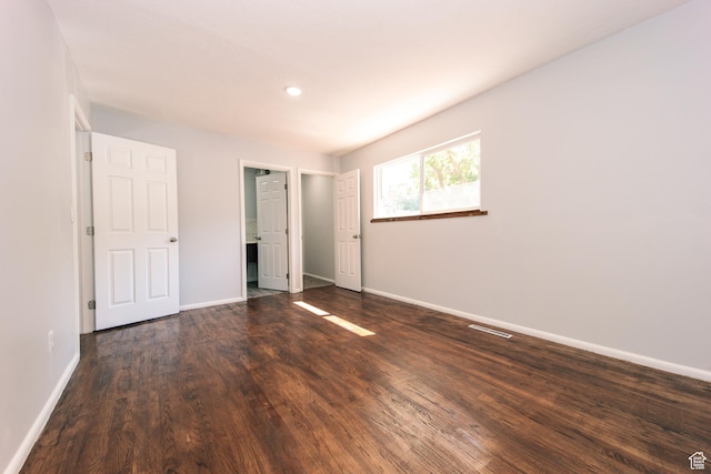 4872 S Burch Creek Dr, South Ogden, UT 84403 - unfurnished bedroom with dark wood-type flooring, baseboards, and recessed lighting