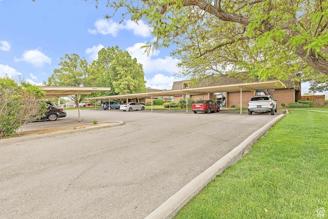 view of covered parking lot