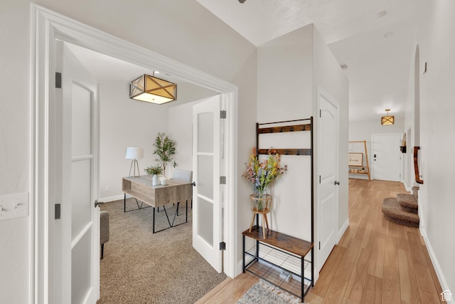 616 W Northlake Dr, Lehi, UT 84043 - corridor with light wood-type flooring, baseboards, and an office area