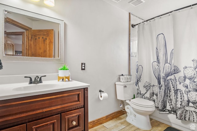 2521 W Ridgeline Rd, Stockton, UT 84071 - full bath with toilet, wood finished floors, vanity, baseboards, and a shower with curtain