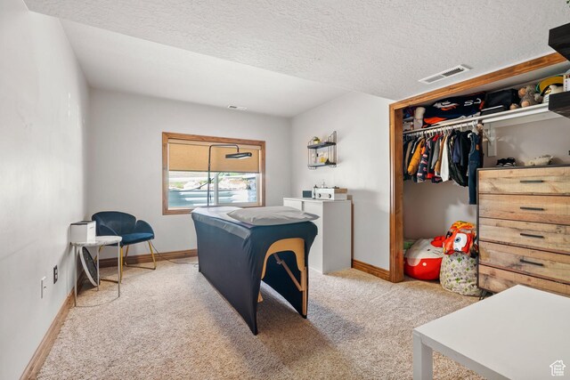 2521 W Ridgeline Rd, Stockton, UT 84071 - bedroom with light colored carpet, a textured ceiling, and baseboards