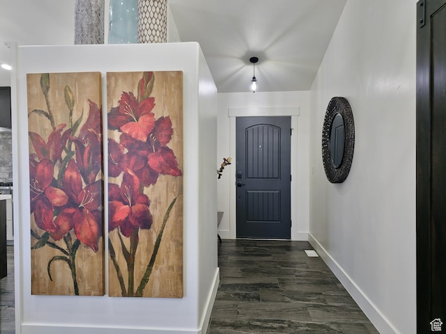 123 Red Hawk Ave, Evanston, WY 82930 - foyer entrance with baseboards and dark wood-type flooring