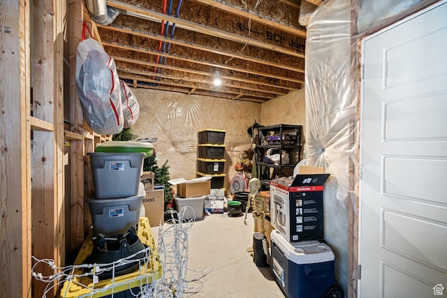 view of unfinished basement