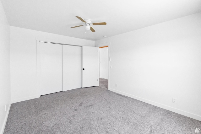 1665 S Kennedy Dr, Marysvale, UT 84750 - unfurnished bedroom featuring carpet floors, a closet, baseboards, and ceiling fan