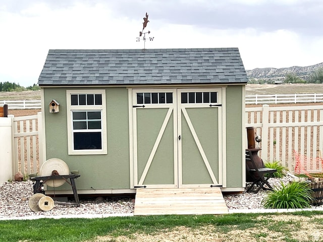 358 E 2970 S, Naples, UT 84078 - view of shed featuring a fenced backyard and a mountain view