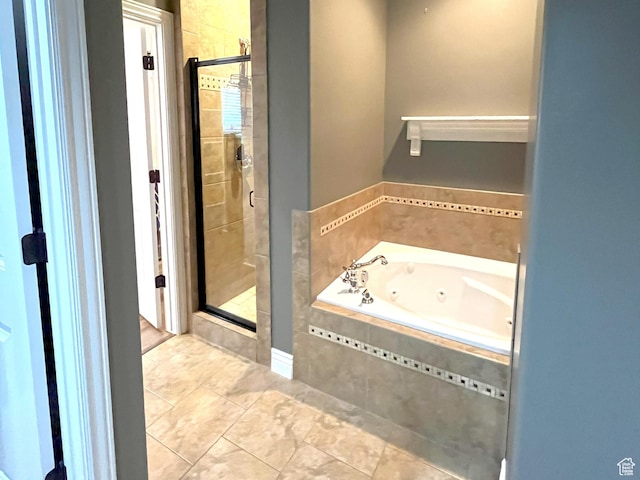 358 E 2970 S, Naples, UT 84078 - bathroom featuring a shower stall, a tub with jets, and tile patterned flooring