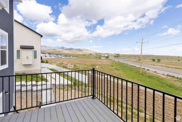 deck with a mountain view