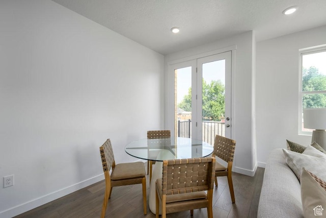 441 N Bishop Pl Unit 4-17, Salt Lake City, UT 84103 - dining space with baseboards, wood finished floors, and recessed lighting