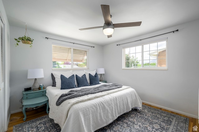 547 N 650 E, Orem, UT 84097 - bedroom with baseboards, wood finished floors, and a ceiling fan