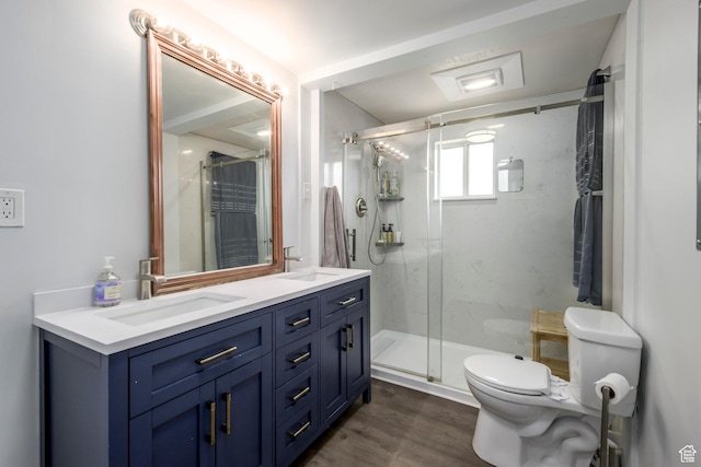 547 N 650 E, Orem, UT 84097 - full bath with toilet, a marble finish shower, double vanity, and wood finished floors