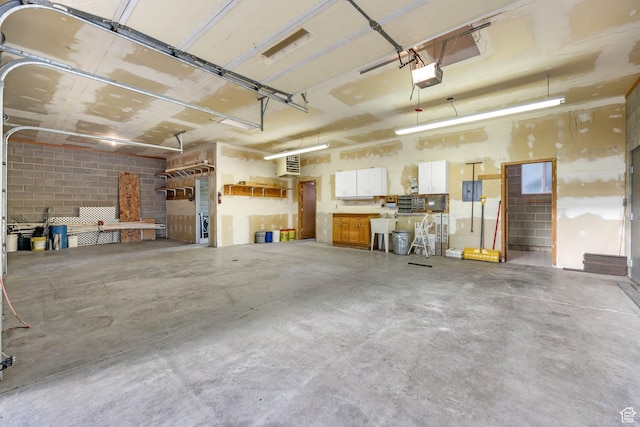 garage with a garage door opener
