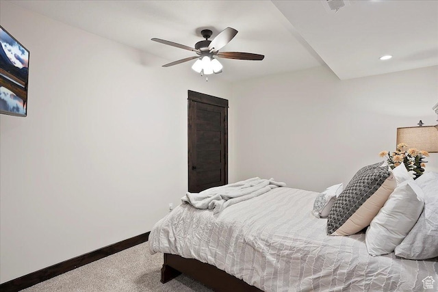 3749 N Eagle Ridge Dr E, Eden, UT 84310 - bedroom featuring carpet flooring, baseboards, recessed lighting, and a ceiling fan