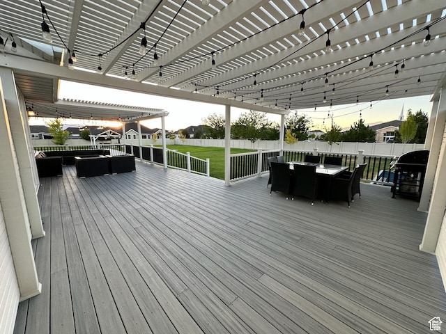 3146 W 1280 N, Provo, UT 84601 - wooden deck featuring an outdoor hangout area, outdoor dining space, a pergola, and grilling area