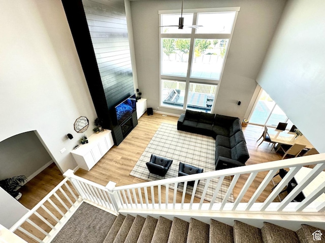 3146 W 1280 N, Provo, UT 84601 - stairs with a high ceiling, wood finished floors, and baseboards