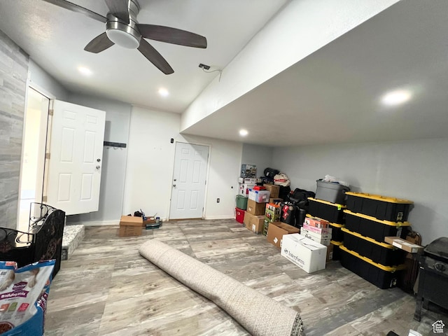 3272 W 3540 S Unit A-B, West Valley City, UT 84119 - below grade area featuring a ceiling fan, wood finished floors, and recessed lighting