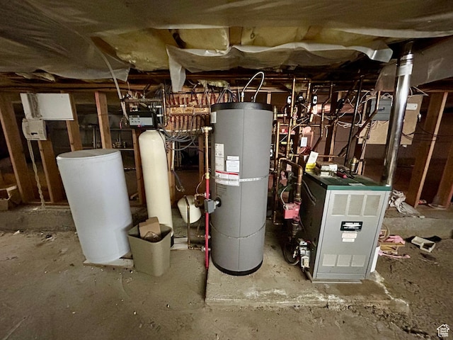 utility room featuring gas water heater