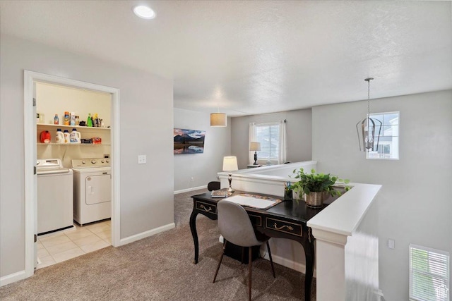 3191 N 1500 E, Layton, UT 84040 - office area with washer and clothes dryer, light carpet, and baseboards