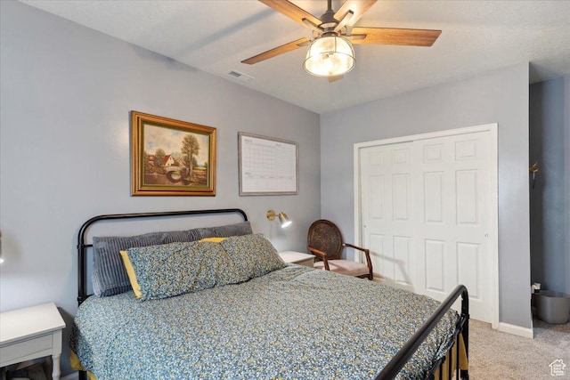 3191 N 1500 E, Layton, UT 84040 - bedroom with light carpet, a closet, ceiling fan, and baseboards
