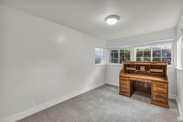 unfurnished office with carpet floors and baseboards