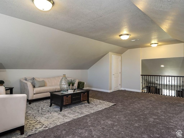 3286 S 2275 W, West Haven, UT 84401 - carpeted living room featuring vaulted ceiling, a textured ceiling, and baseboards