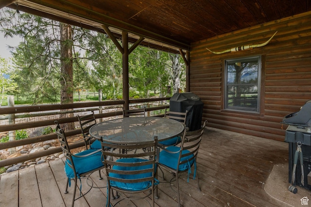 448 S 8600 E, Huntsville, UT 84317 - deck with outdoor dining area, grilling area, and view of scattered trees