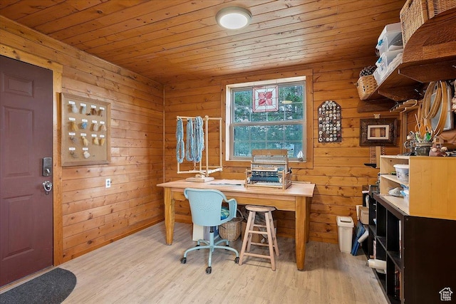 448 S 8600 E, Huntsville, UT 84317 - home office featuring wood ceiling, light wood-style floors, and wood walls