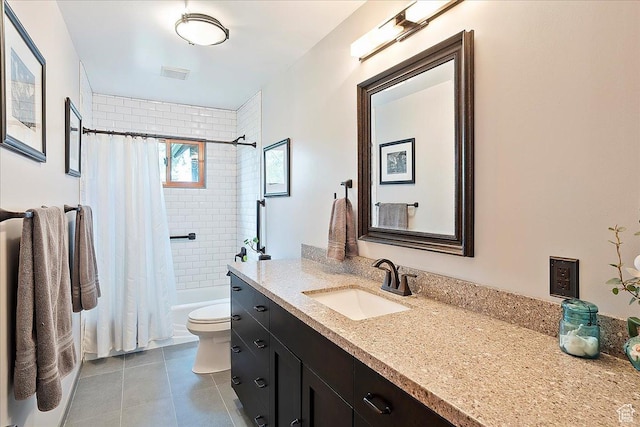 448 S 8600 E, Huntsville, UT 84317 - bathroom featuring tile patterned flooring, vanity, toilet, and shower / bathtub combination with curtain