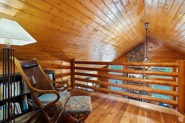 448 S 8600 E, Huntsville, UT 84317 - sitting room with wooden ceiling, lofted ceiling, and hardwood / wood-style floors