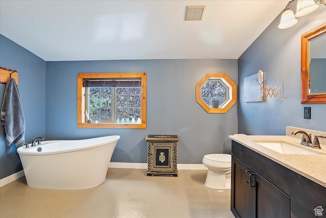 448 S 8600 E, Huntsville, UT 84317 - full bathroom with baseboards, concrete flooring, vanity, and a freestanding tub