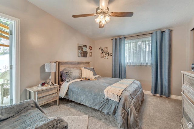 3238 S Maple Way, West Valley City, UT 84119 - carpeted bedroom featuring multiple windows, baseboards, ceiling fan, and vaulted ceiling